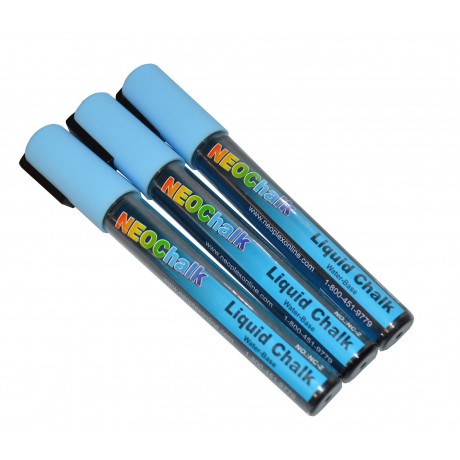1/4" Chisel Tip Neon Liquid Chalk Marker - Blue 3 Pack
